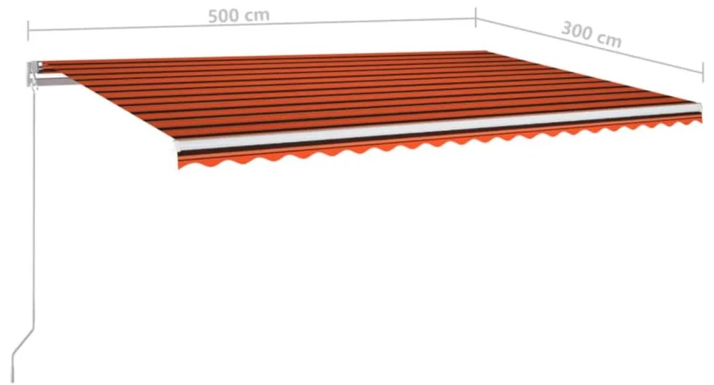 Toldo retrátil manual com LED 500x300 cm laranja e castanho