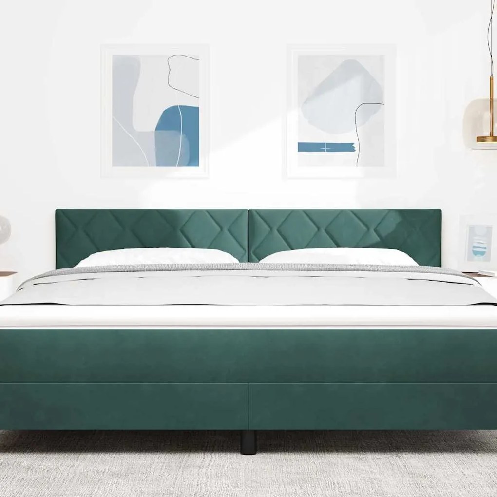 Cabeceira LED Blocos de Diamante Verde Escuro 180 cm em Veludo