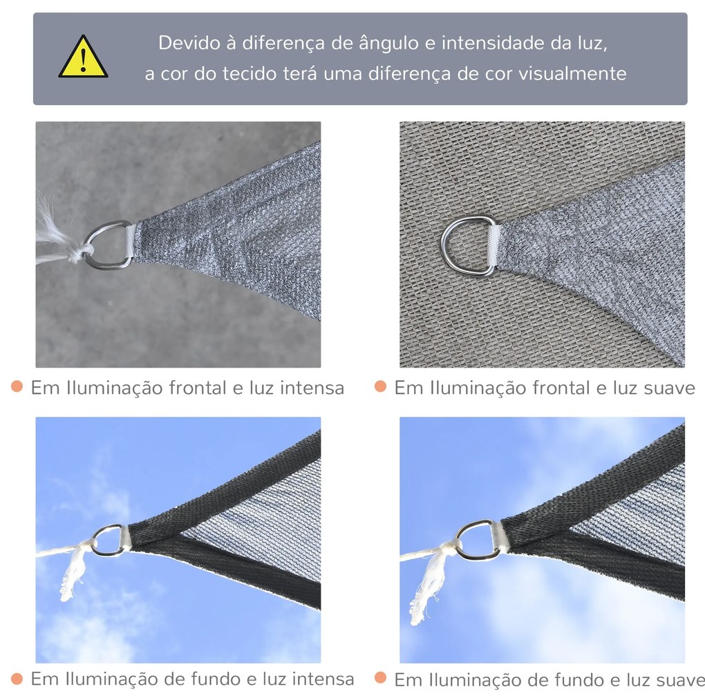 Vela de Sombra Retangular 4x3 m Toldo Vela com Proteção UV Bolsa de Tr