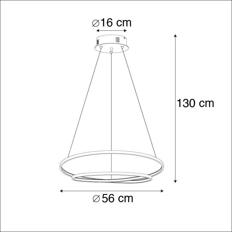 Candeeiro de suspensão de design preto 55 cm com LED regulável - Rowan Moderno,Design