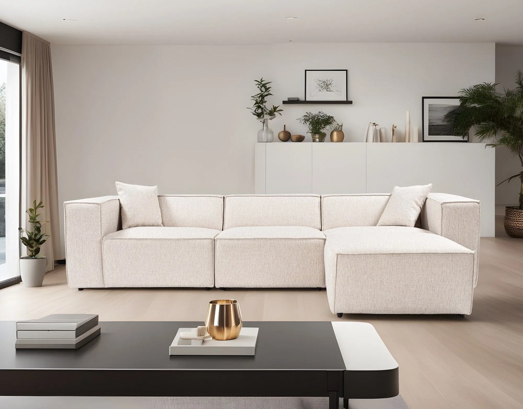 Sofá de Canto Lora – Castanho Claro – 303 cm x 193 cm x 65 cm