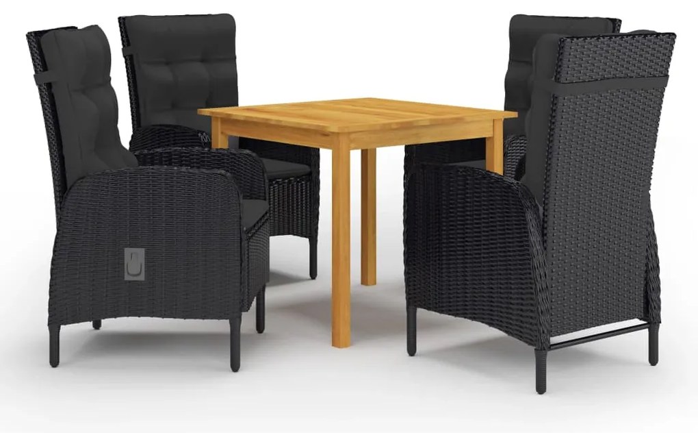 5 pcs conjunto de jantar para jardim preto