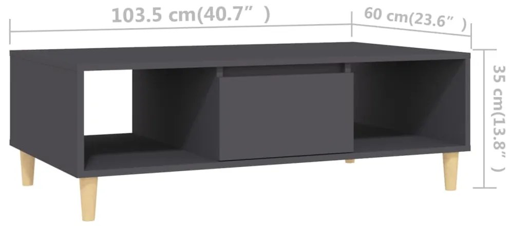 Mesa de centro 103,5x60x35 cm derivados de madeira cinza