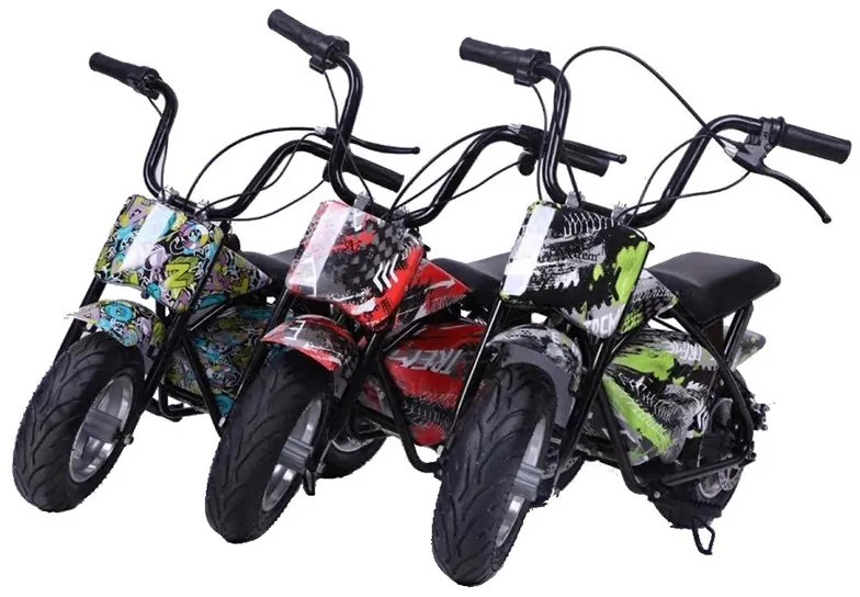 Mini moto eléctrica 300W 36V para crianças +5 anos, até 70Kg inclui 1 par de rodas Amarela Dragão