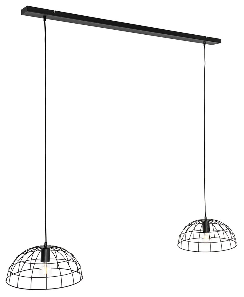 Candeeiro suspenso industrial preto 2 luzes - Hanze Industrial