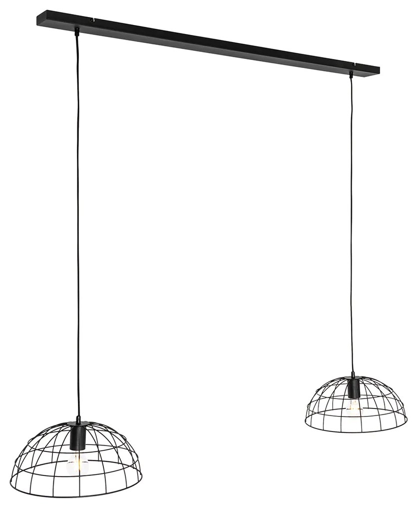 Candeeiro suspenso industrial preto 2 luzes - Hanze