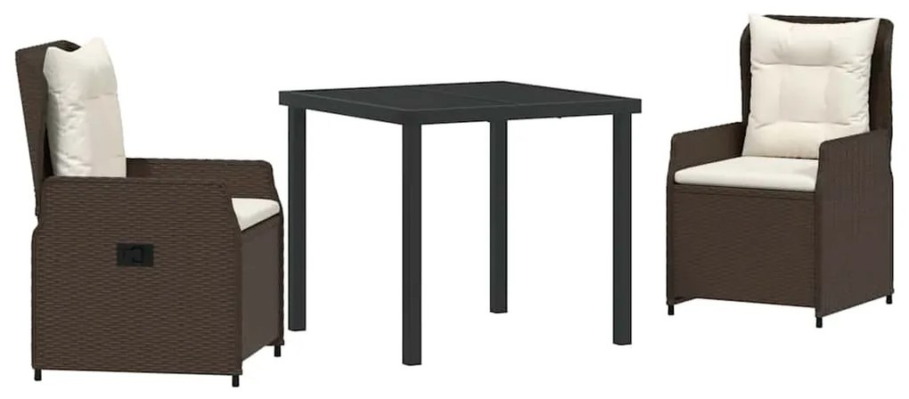 Conjunto de Jantar de Jardim 3 Peças Castanho em Poliratan