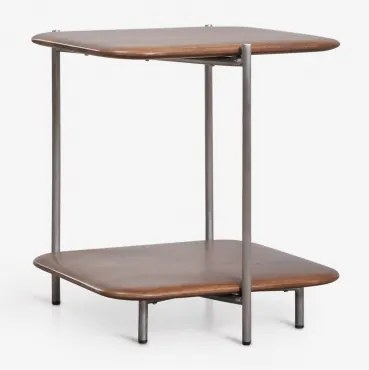 Mesa Auxiliar Quadrada 45x45 Cm Em Madeira De Manga E Aço Inoxidável Vimara Madeira De Cabo Escuro - Sklum