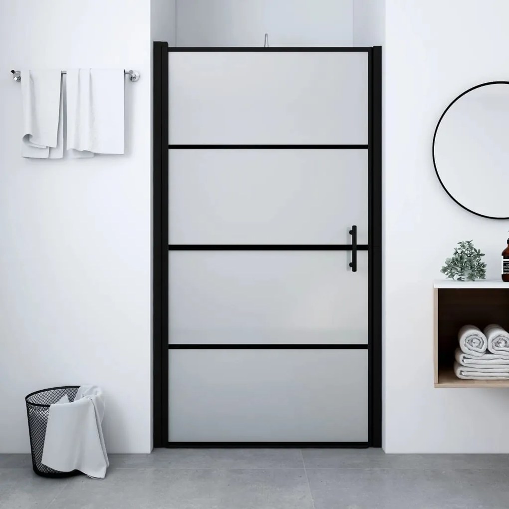 146661 vidaXL Porta de chuveiro vidro fosco temperado 81x195 cm preto