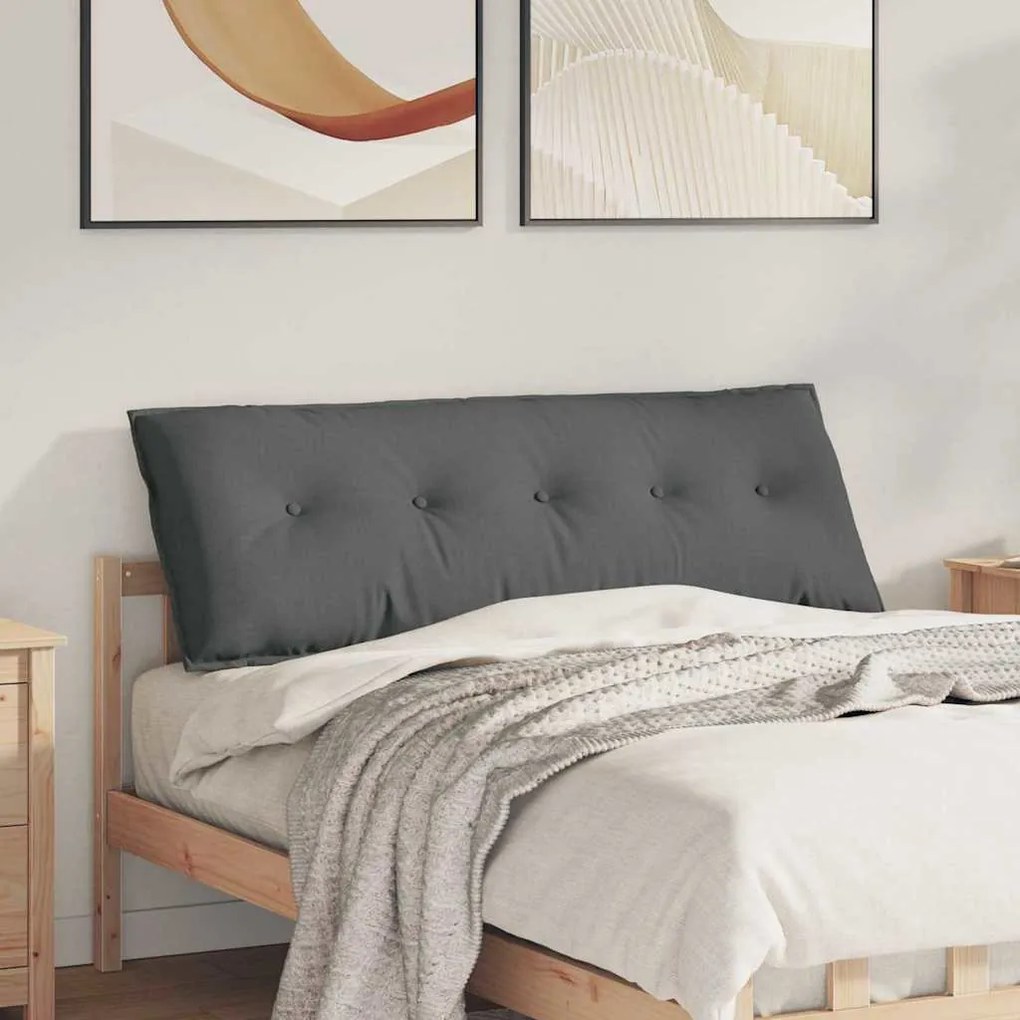 vidaXL Travesseiro para Costas Cinza Escuro 140 x 19 x 50 cm tecido