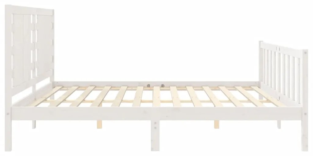 Cama sem colchão 200x200 cm madeira de pinho maciça branco