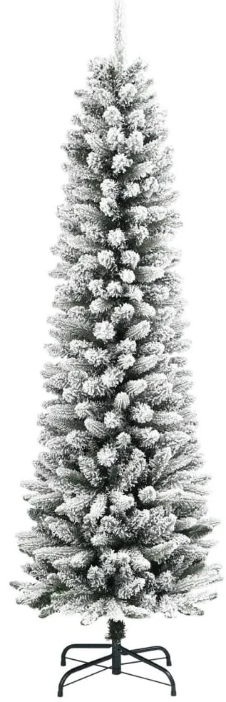 Árvore de Natal artificial fina com neve PVC e PE 180 cm