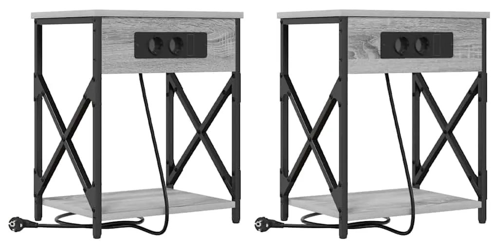 Armário de Cabeceira 2 pcs Sonoma cinzento 41 x 31 x 51 cm