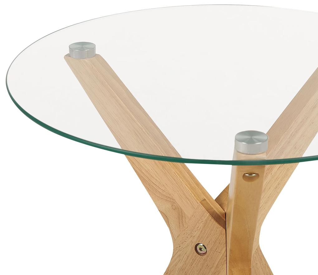Mesa de apoio em madeira clara e tampo de vidro temperado VALLEY Beliani