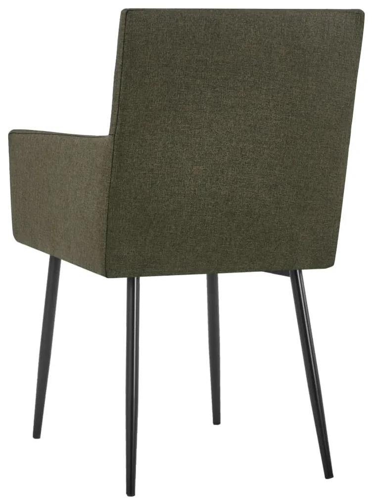 Cadeiras de jantar com apoio de braços 6 pcs tecido castanho
