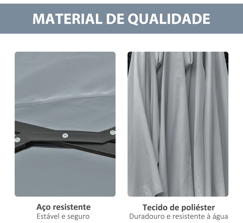 Chapéu de Sol Duplo de Jardim com 48 Luzes LED Solar 450x265x240cm Cha
