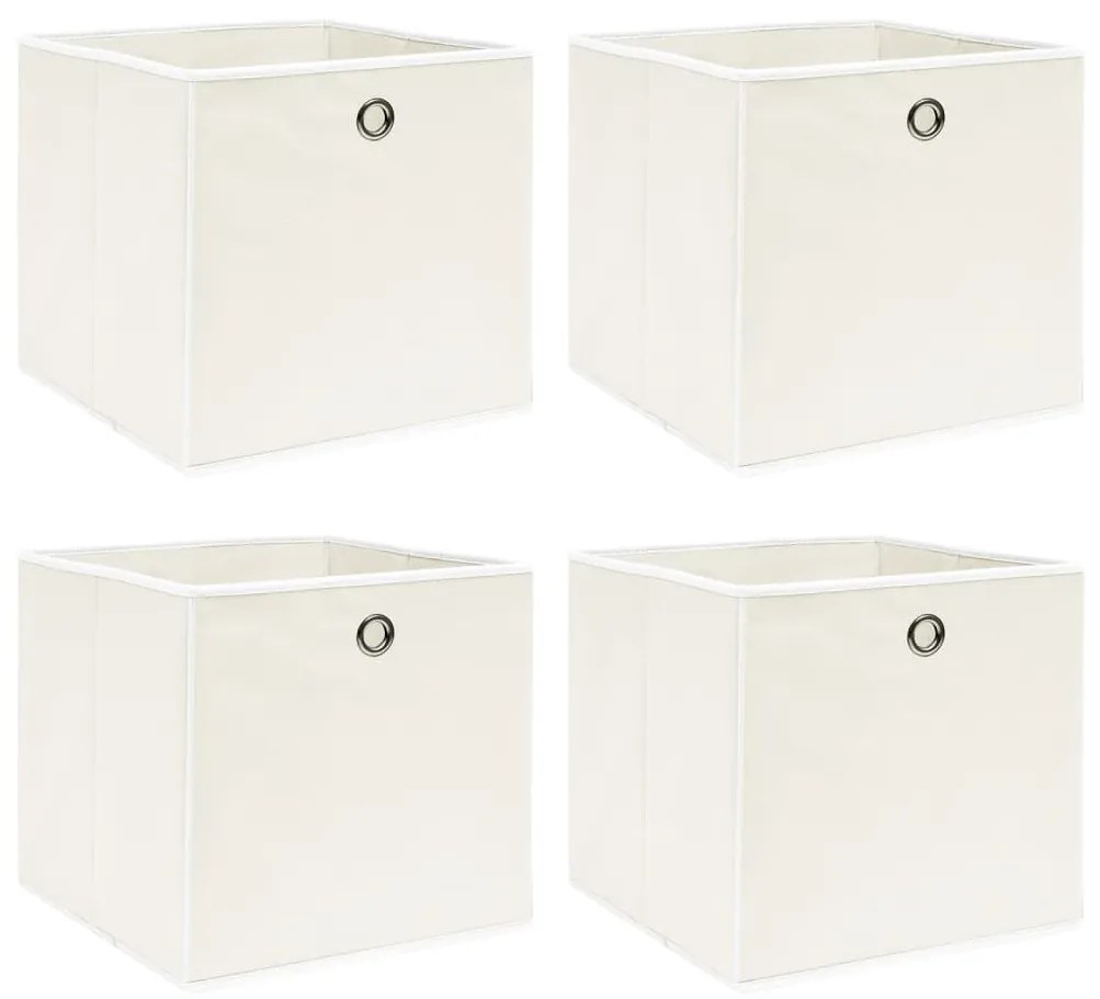vidaXL Caixas de arrumação 4 pcs 32x32x32 cm tecido branco
