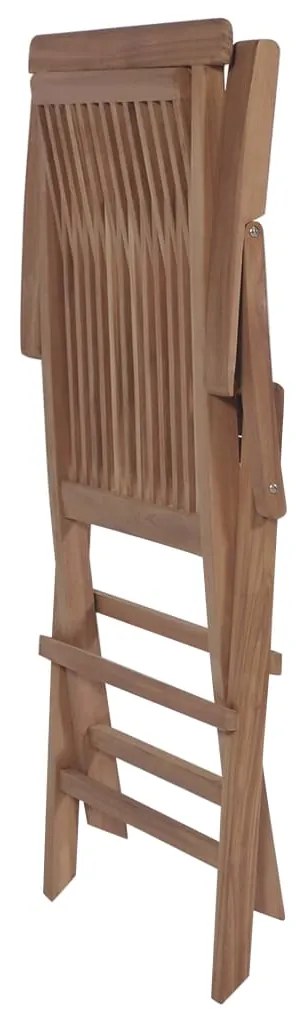 Conjunto jantar exterior c/ cadeiras dobráveis 9pcs teca maciça