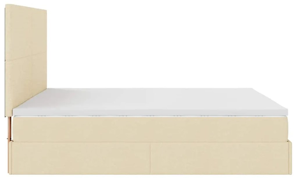 Estrutura de cama otomana com colchão tecido creme 160x200cm