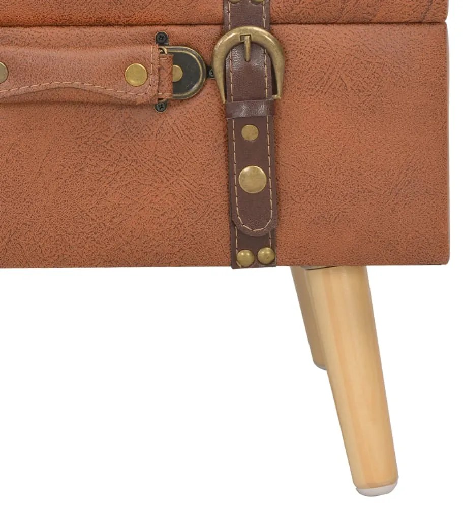 Banco de arrumação 40 cm couro artificial bronze