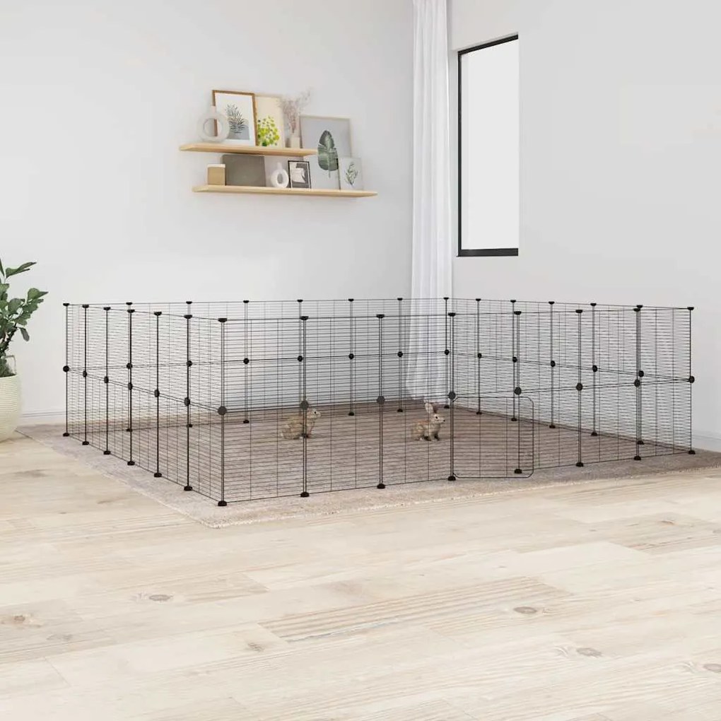 Gaiola p/ animais de 52 painéis c/porta 35x35 cm aço preto