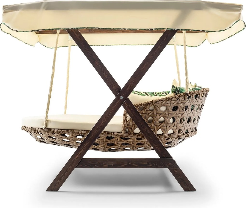 Baloiço Duplo de Jardim Dominic – Madeira de Pinho – Tecido Impermeáve