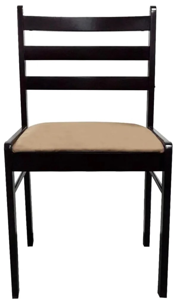 Cadeiras de jantar 2 pcs seringueira maciça e veludo castanho