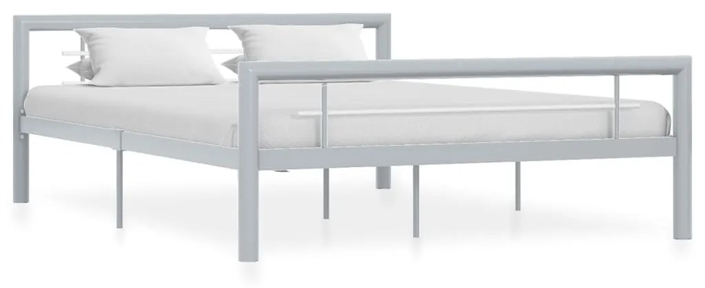 vidaXL Estrutura de cama 120x200 cm metal cinzento e branco
