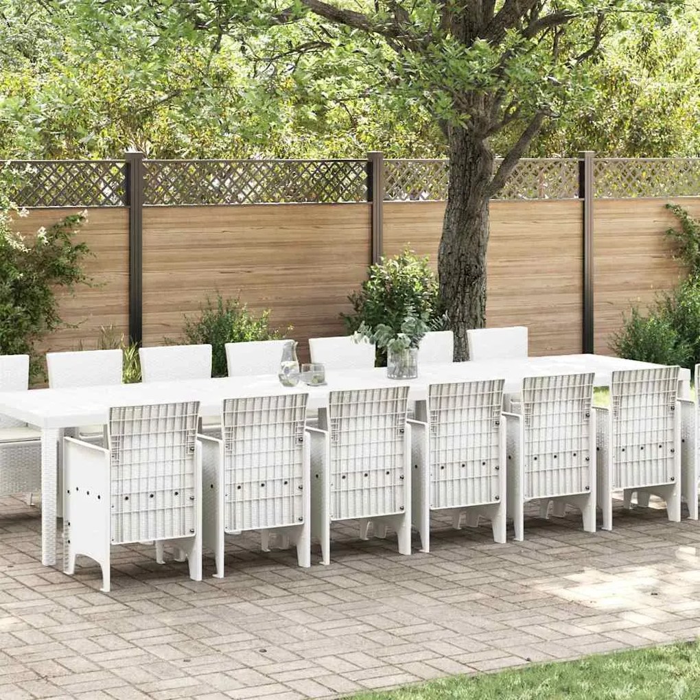 vidaXL Conjunto de Jantar para Jardim com Almofadas 15 pcs Branco PP