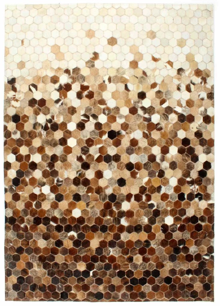 vidaXL Tapete de Couro Patchwork de Pele de Vaca Castanho 170 x 120 cm