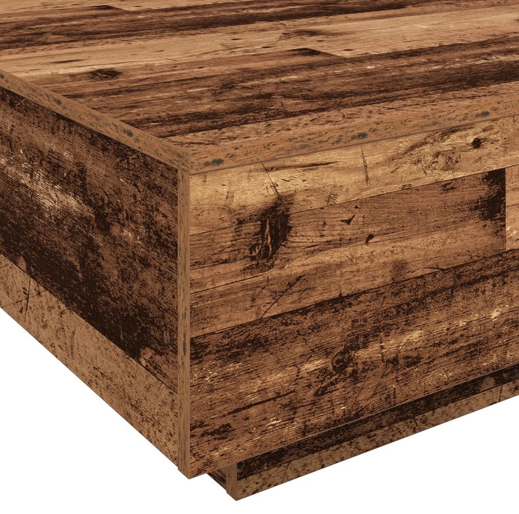 Mesa de centro vidaXL com luzes LED em madeira velha 55x55x31 cm