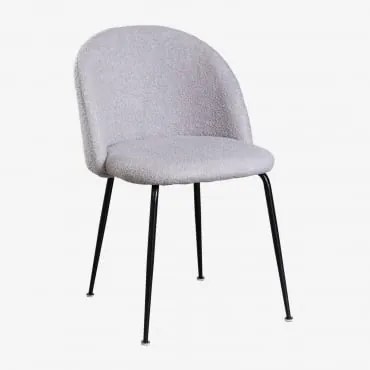 Cadeira De Jantar Em Borreguito Kana Design Gris Claro & Negro - Sklum