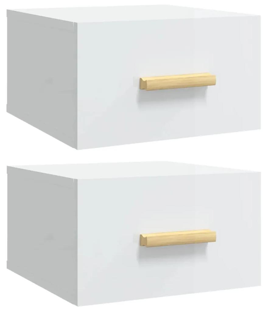 Mesas de cabeceira parede 2 pcs 35x35x20 cm branco brilhante