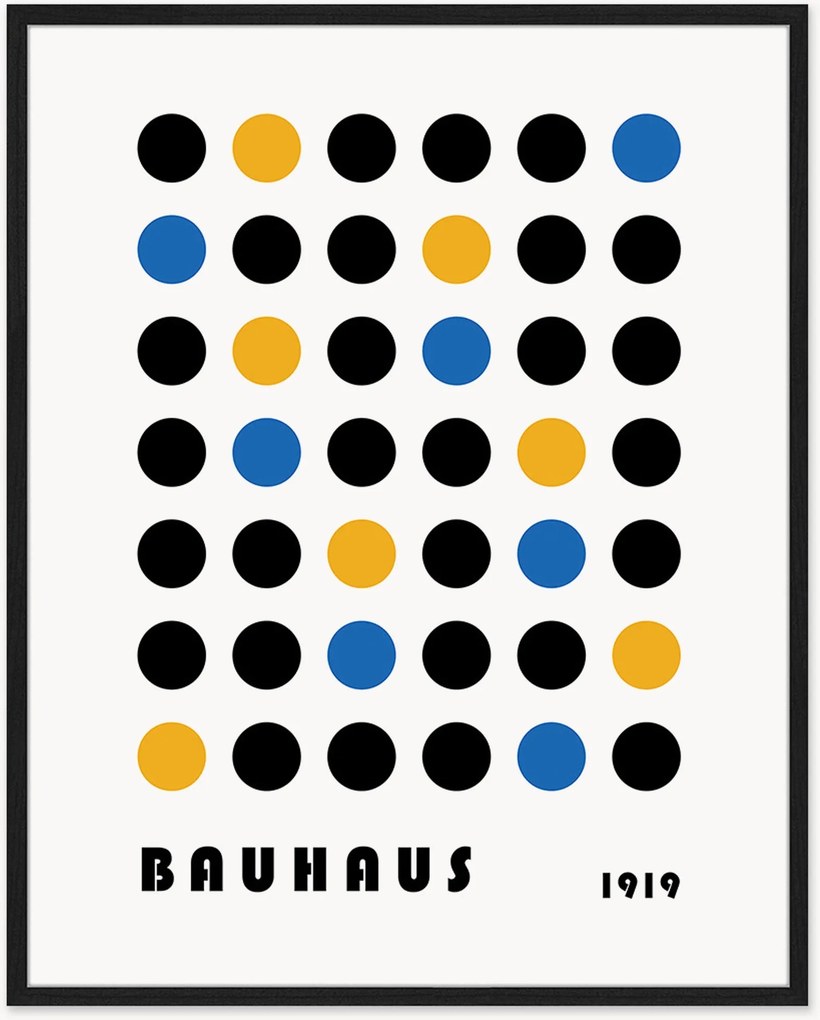 Impressão digital emoldurada Bauhaus Abstract Dots