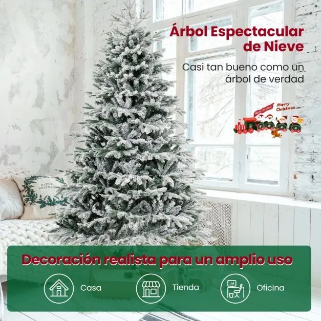Árvore de Natal artificial pré-iluminada de 215 cm com 450 luzes LED brancas quentes (ENFEITES NÃO INCLUIDOS) verde e branca