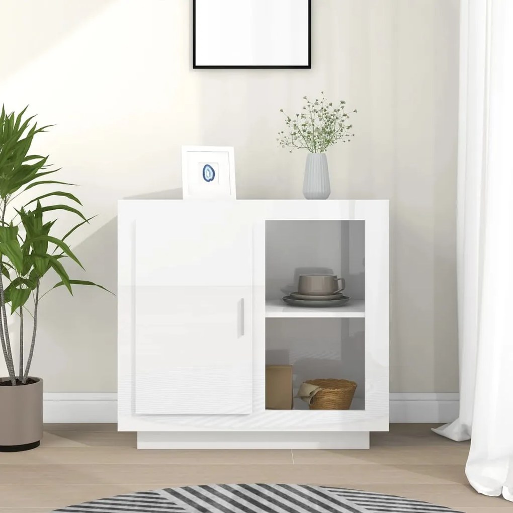 811832 vidaXL Aparador 80x40x75 cm branco brilhante
