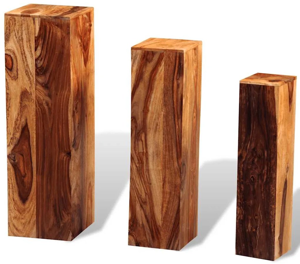 Suportes para plantas 3 pcs madeira de acácia maciça castanho