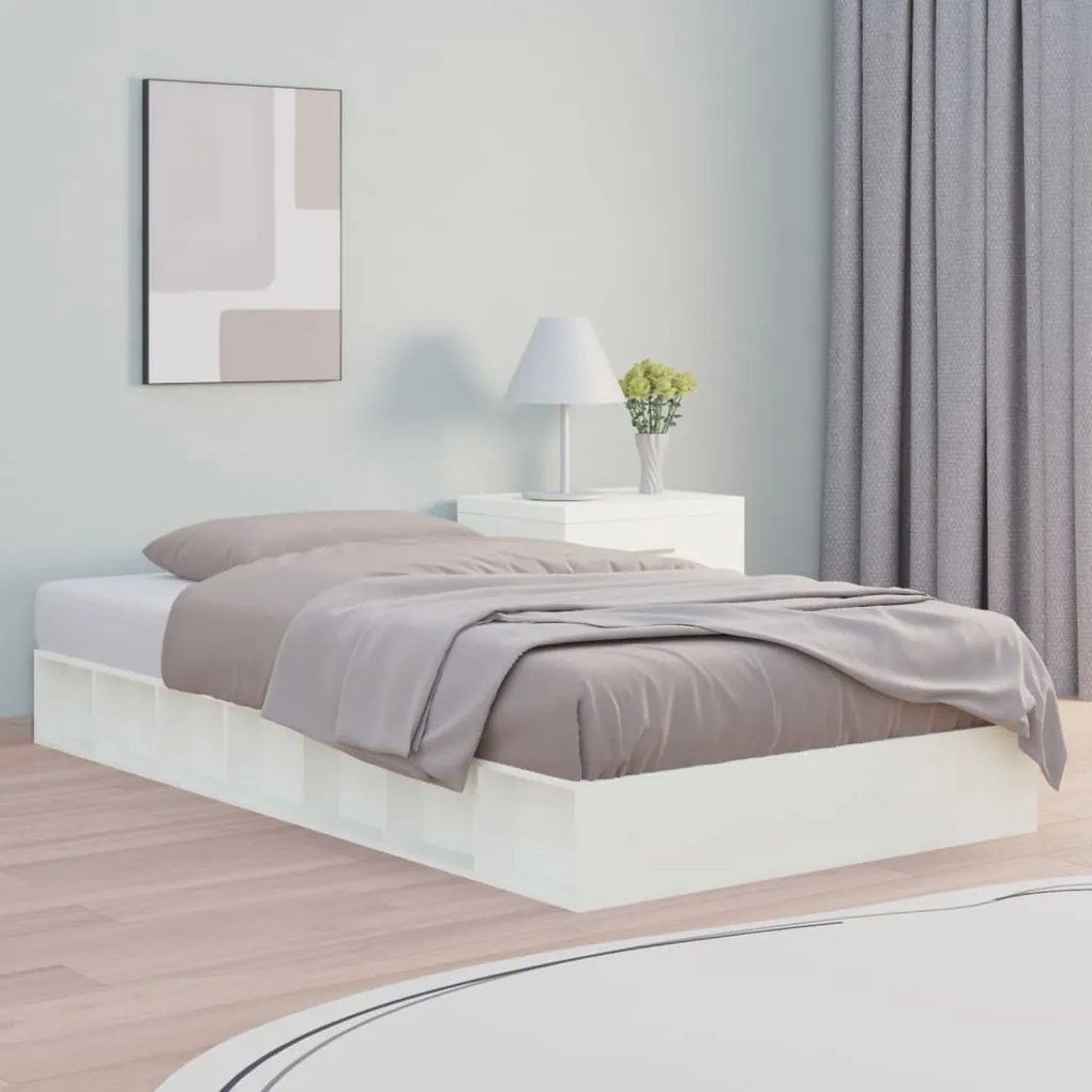 820692 vidaXL Estrutura de cama 90x200 cm madeira maciça branco