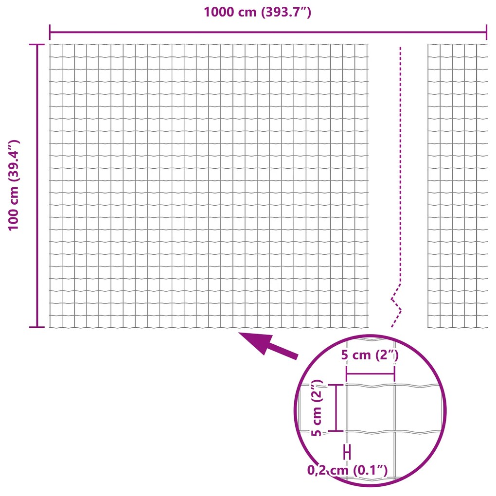 Cerca Euro com 5 Postes U Verde 1x10 m Aço
