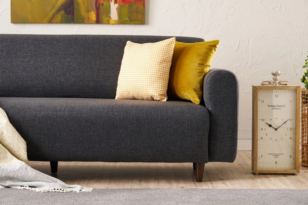 Conjunto de Sofás Noya – Antracite – Sofá de 3 Lugares: 220x87x70 cm,