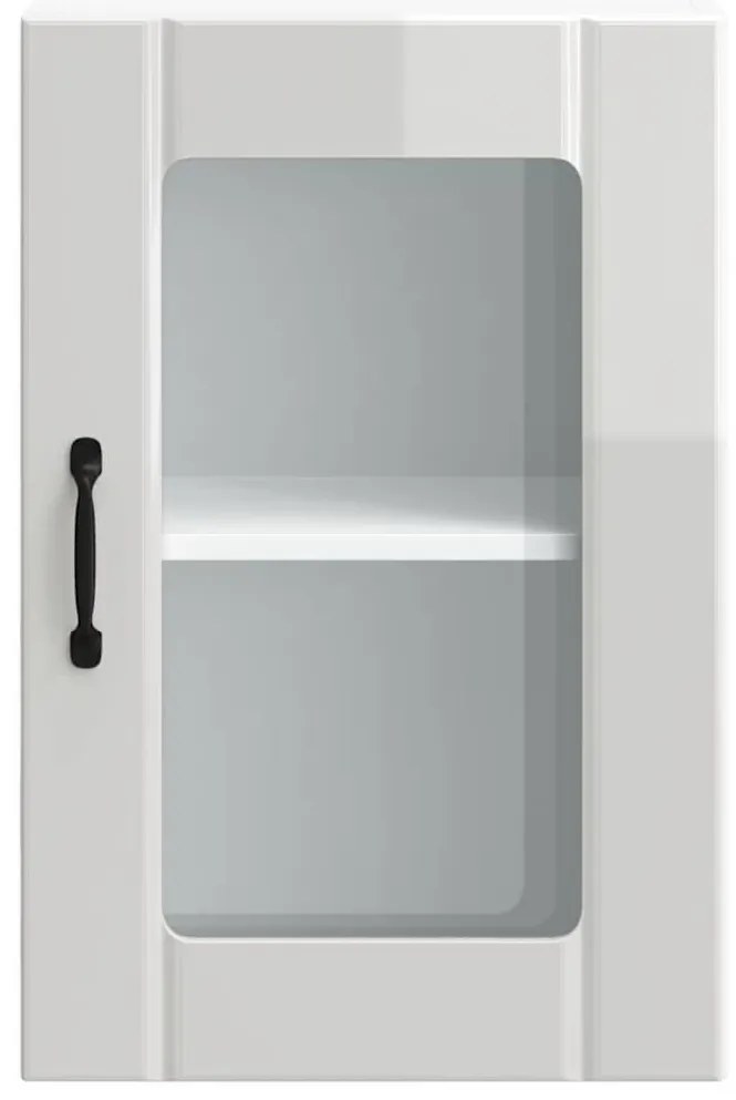 Armário de parede cozinha porta vidro Lucca branco brilhante