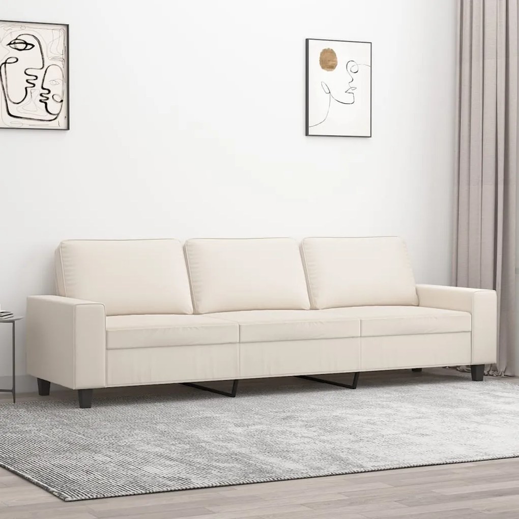 vidaXL Sofá de 3 lugares 210 cm tecido de microfibra bege