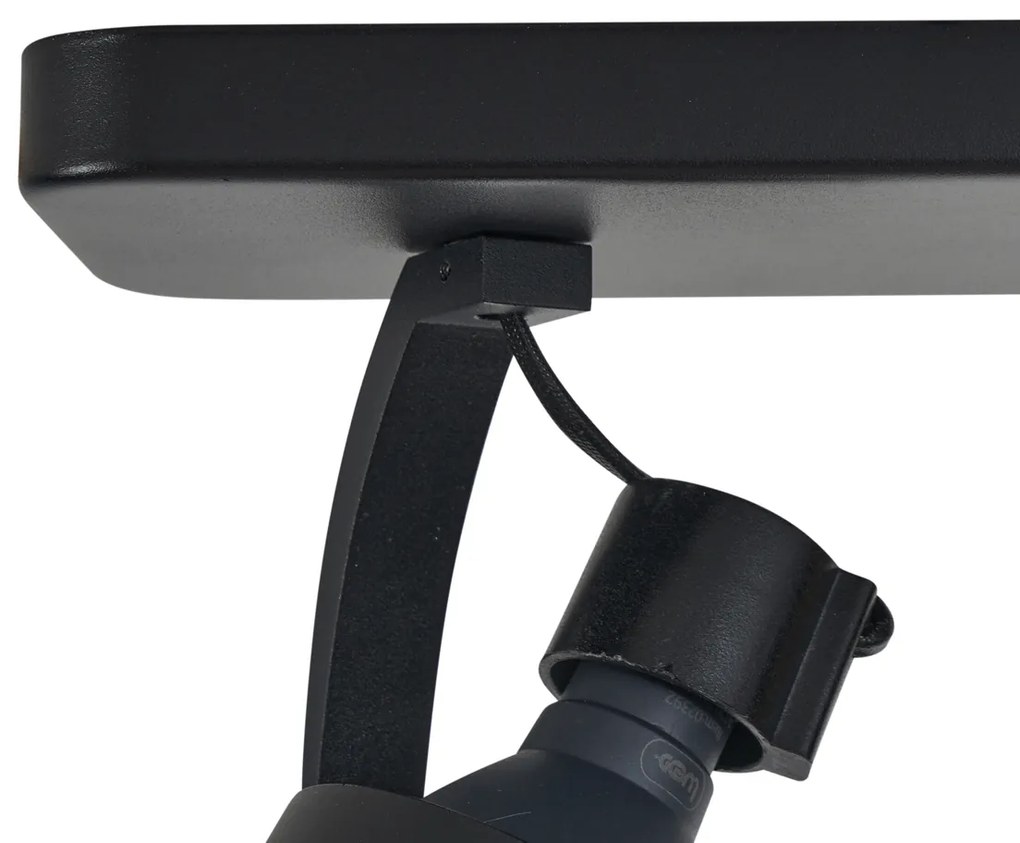 Foco de teto de design preto GU10 70mm 2-luzes ajustável - Vo Design