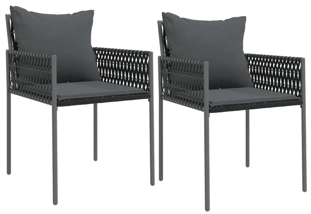 3 pcs conjunto de jantar p/ jardim c/ almofadões vime PE e aço