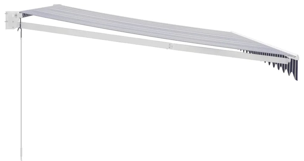 Toldo retrátil 4x3 m tecido e alumínio azul e branco