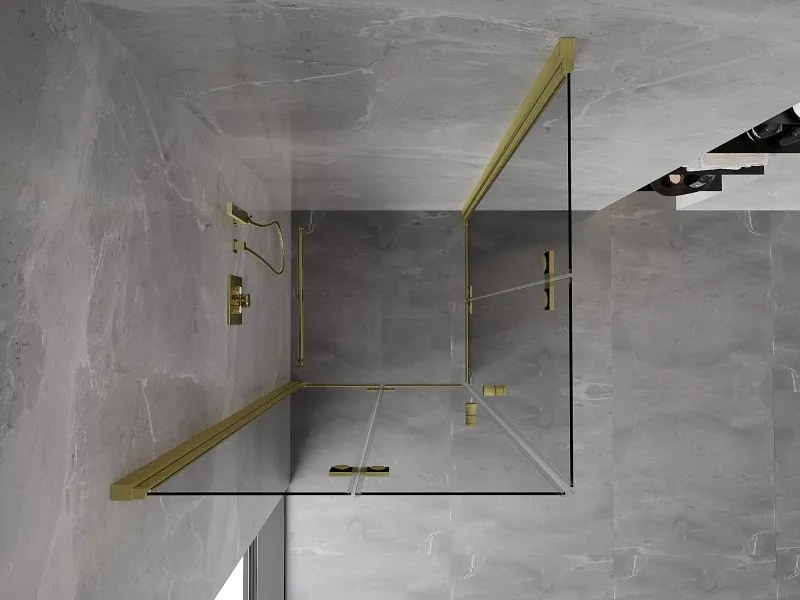 Mexen Mist-F Duo cabine de duche dobrável 90 x 90 cm, transparente, ouro escovado - 8A6-090L-090P-55-00