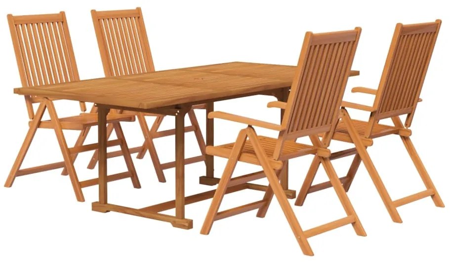 5 pcs conjunto de jantar para jardim madeira de acácia maciça