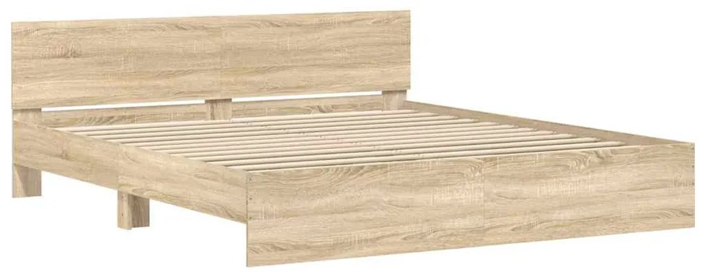 Estrutura de cama com cabeceira 200x200 cm carvalho sonoma