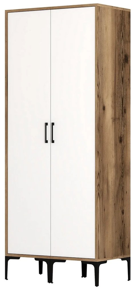 Roupeiro Kumsal SS – Nogueira e Branco – 80 cm x 47,5 cm x 201,4 cm