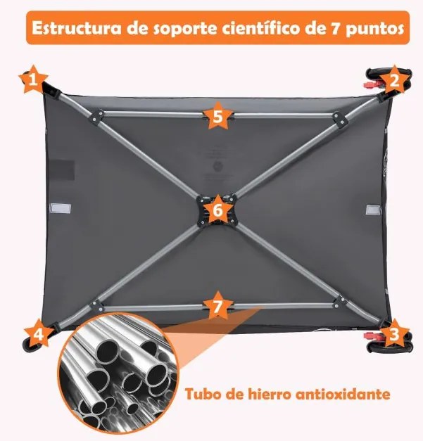Parque infantil bebés portátil com rede amovível e ajustável, tapete muda-fraldas e rodas com fecho 127 x 63 x 110 cm